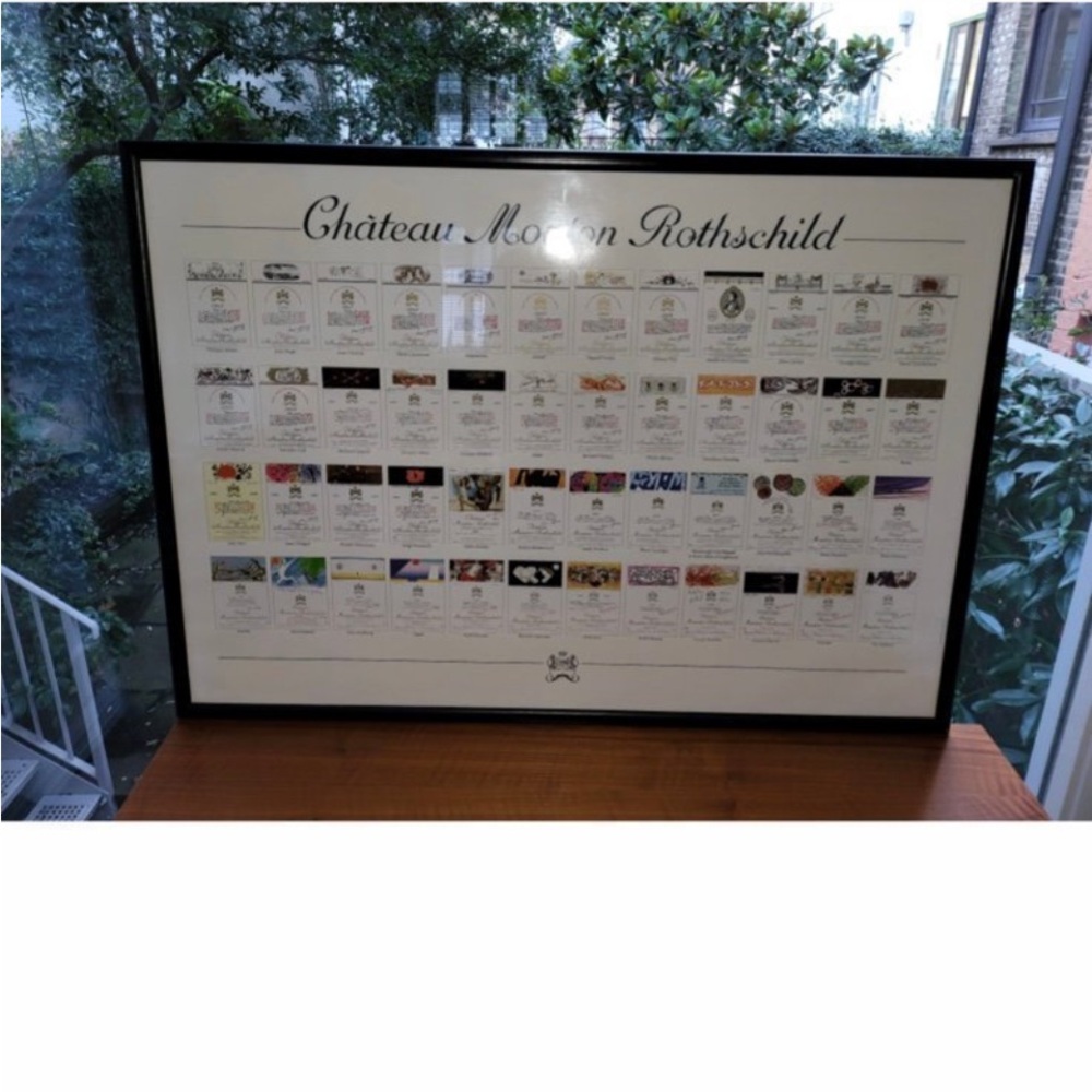 Framed Artist Print of Mouton Rothschilds Labels